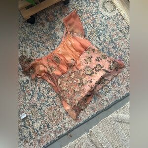 Studio Y Peach Floral Ruffle Camisole